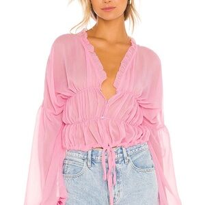 SNDYS Pink Ruffled Women's Top